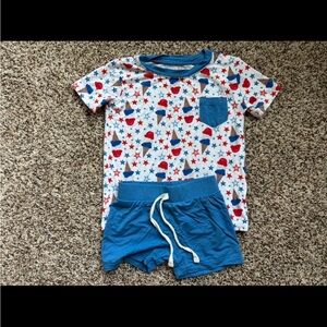 Macaron + Me 12/18 - Boys 2-Piece Star & Ice Cream Pajama Set in Blue and White